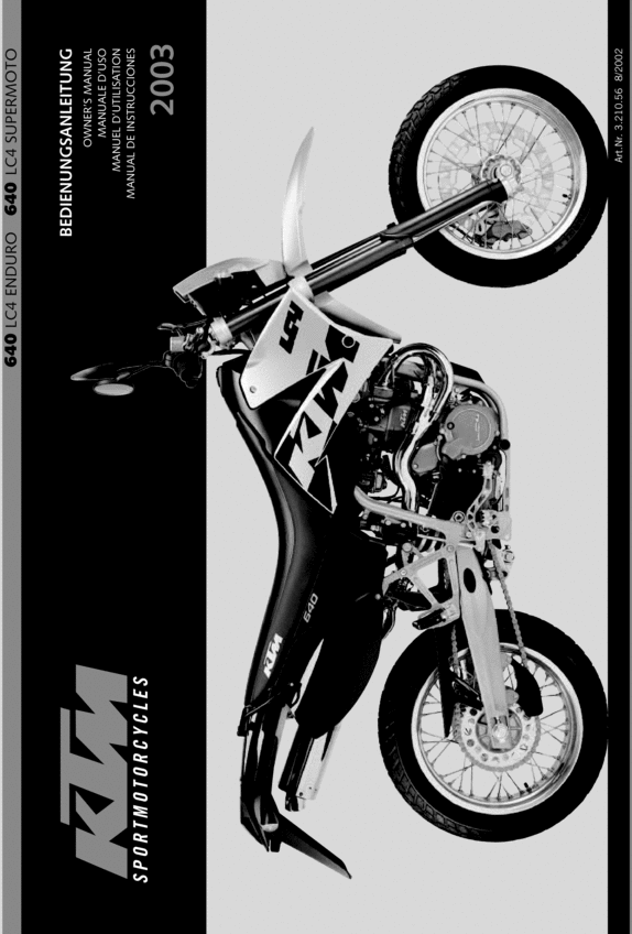 Product picture KTM 640 LC4 COMPLETE OFFICIAL OWNER, OWNERS, USER MANUAL