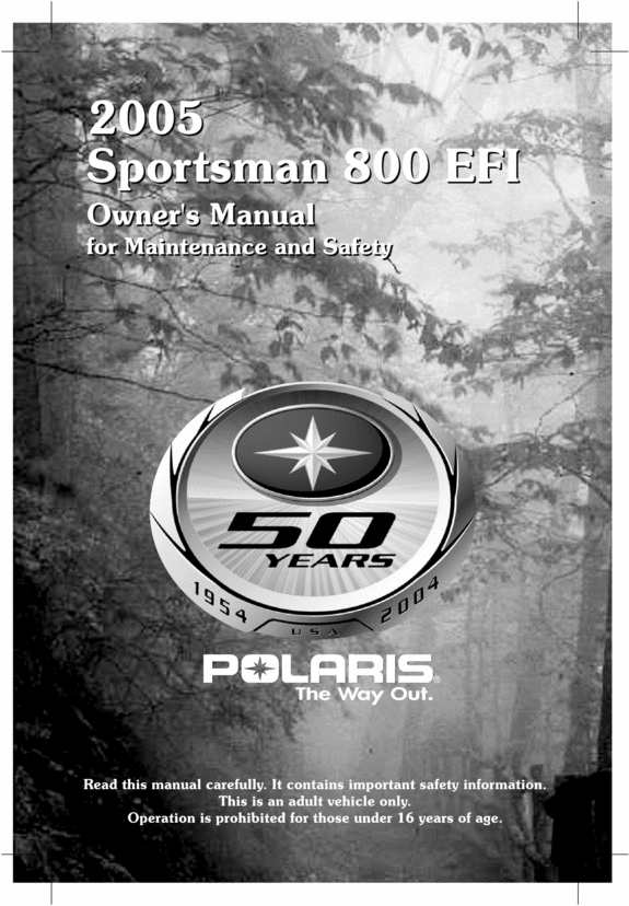 Product picture Polaris Sportsman 800 EFI COMPLETE OFFICIAL OWNER, OWNERS, USER MANUAL