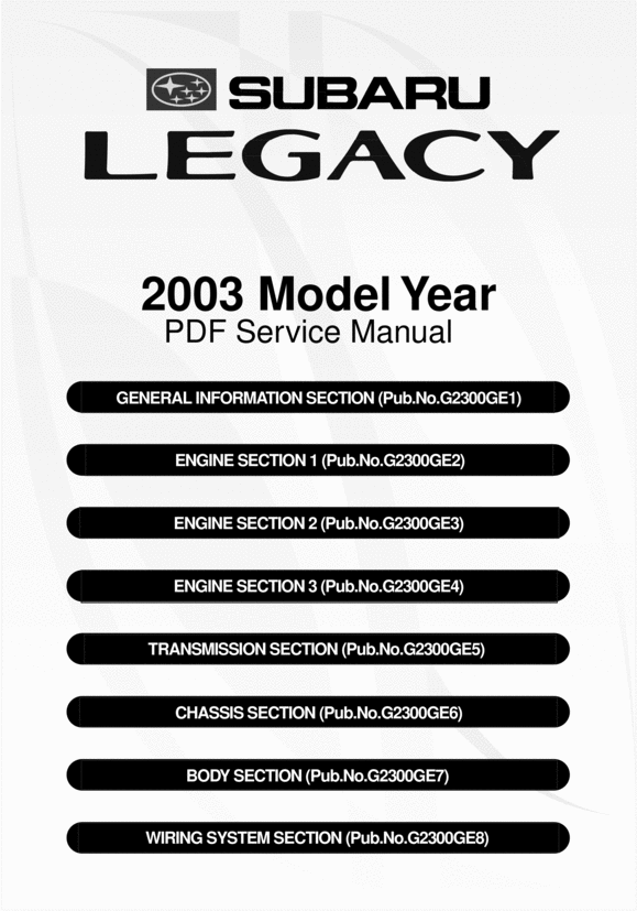 Product picture Subaru Legacy 2003 COMPLETE FACTORY SERVICE / REPAIR / WORKSHOP MANUAL