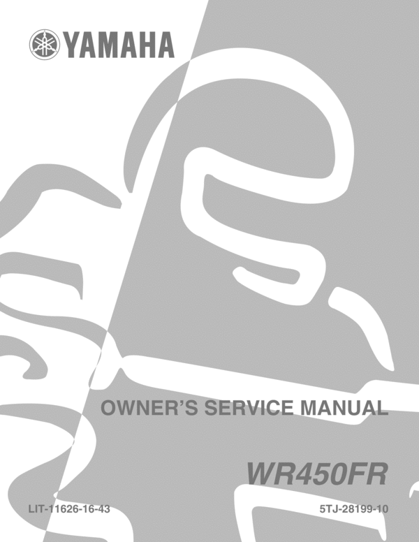 Product picture Yamaha WR450FR COMPLETE OFFICIAL FACTORY SERVICE / REPAIR / WORKSHOP MANUAL  