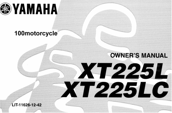 Product picture Yamaha XT225L XT225LC COMPLETE OFFICIAL OWNER, OWNERS, USER MANUAL 