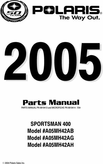 Product picture Polaris SPORTSMAN 400 Part List, Parts Manual, PARTS MANUAL CATALOG 